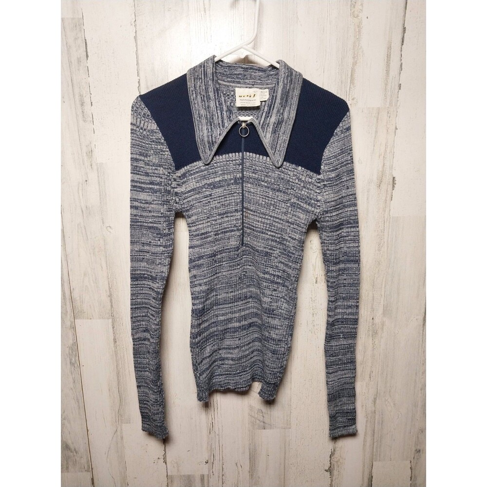 Vintage 70s Moch II By Arrow Ribbed Knit Polo Sweater Large